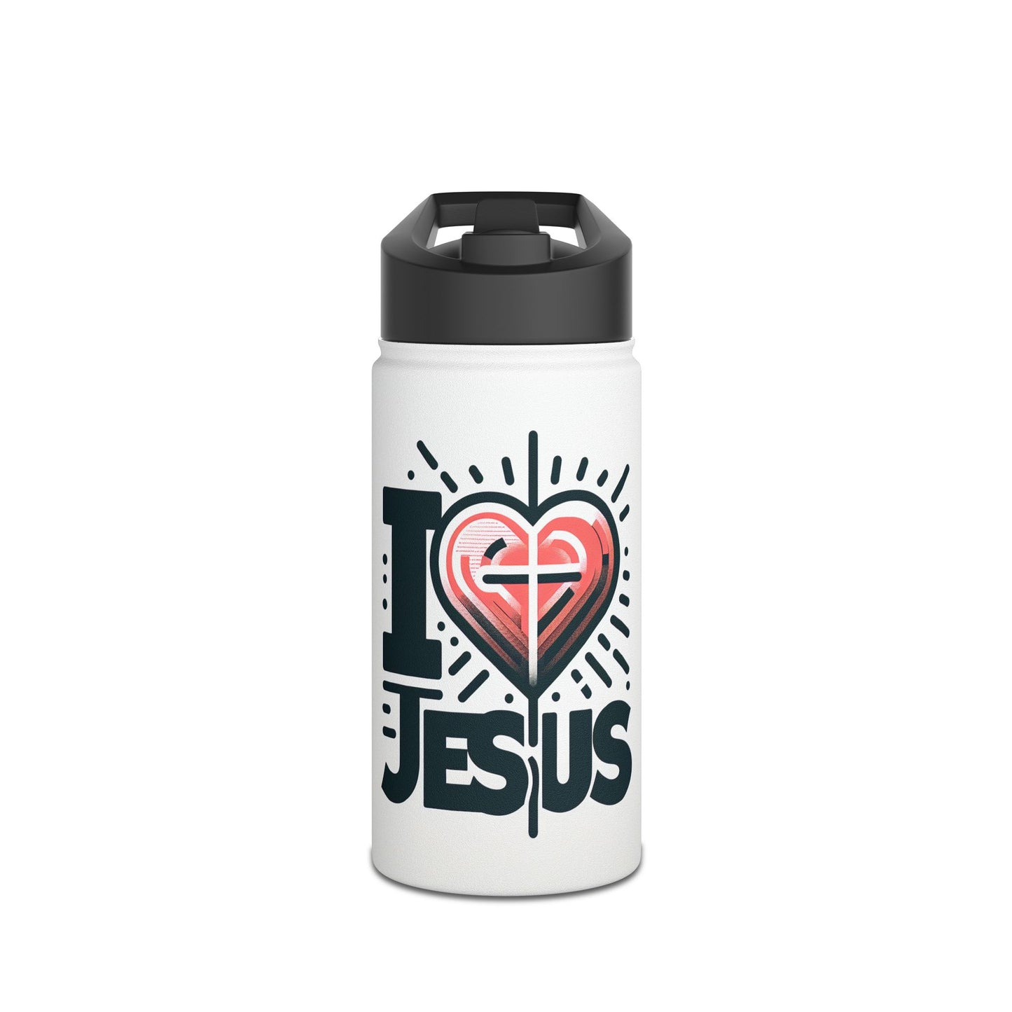 Water Bottle, I Heart Jesus, Stainless Steel