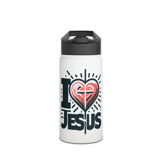 Water Bottle, I Heart Jesus, Stainless Steel